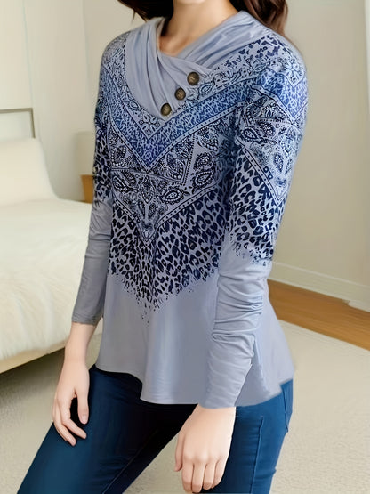 Chic Vintage-Inspired Long Sleeve Tee - Cozy & Stylish for Spring/Fall - Womens Casual Fashion