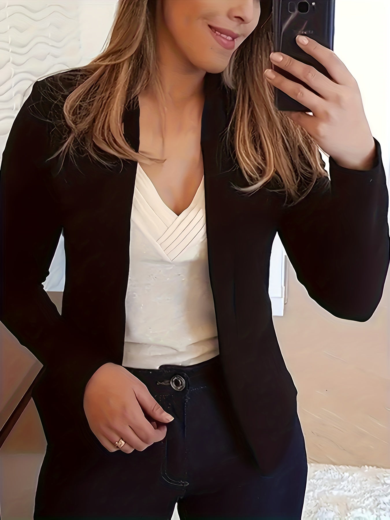 Fall/Winter Chic Blazer for Women - Durable, Easy-Care, Stand Collar Casual Office Jacket