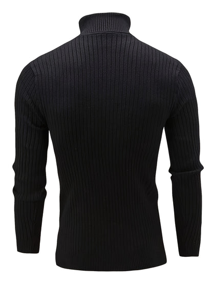 Plus Size Soft Cable Knit Sweater - Fashionable Turtleneck Pullover with Classic Style for Cold Fall and Winter Days - Perfect for Mens Casual Clothing