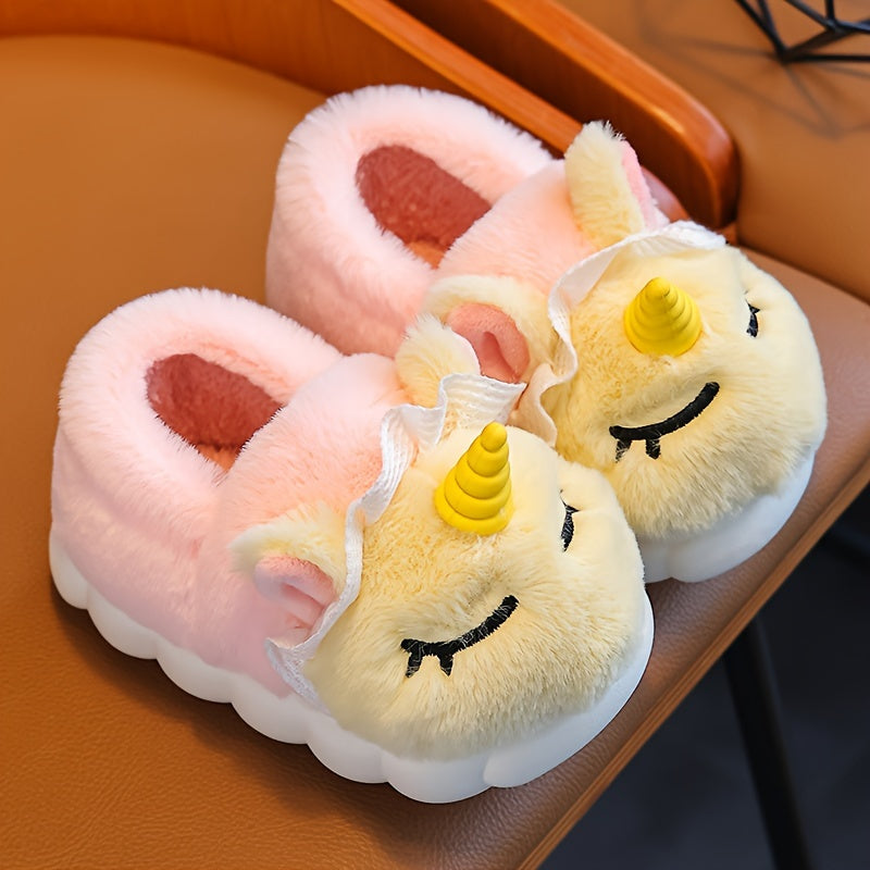 Cozy Cartoon Plush Slippers for Young Youngsters - Warm, Comfy Indoor Footwear with Non-Slip Sole, Suitable for Ages 3-6