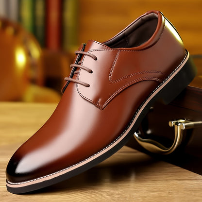 Plus Size British Style Soft Bottom Lace-Up Shoes - Waterproof, Comfortable, and Breathable for Formal Business Occasions - New Arrival, Pu Leather Upper, Casual yet Elegant Design