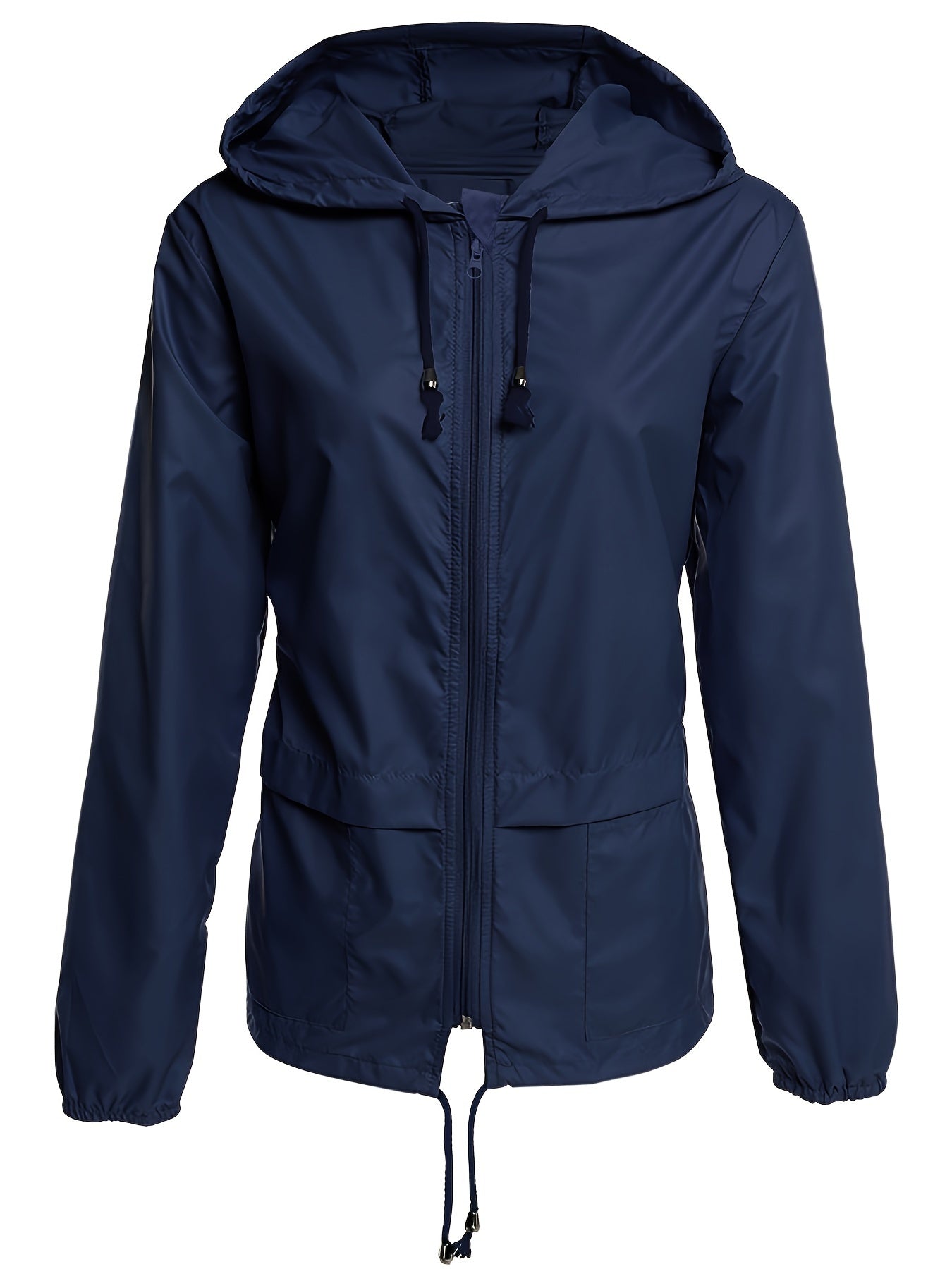 All-Season Waterproof Hooded Activewear Jacket - Chic Long-Sleeve Zip-Up Bomber for Weekend Adventures