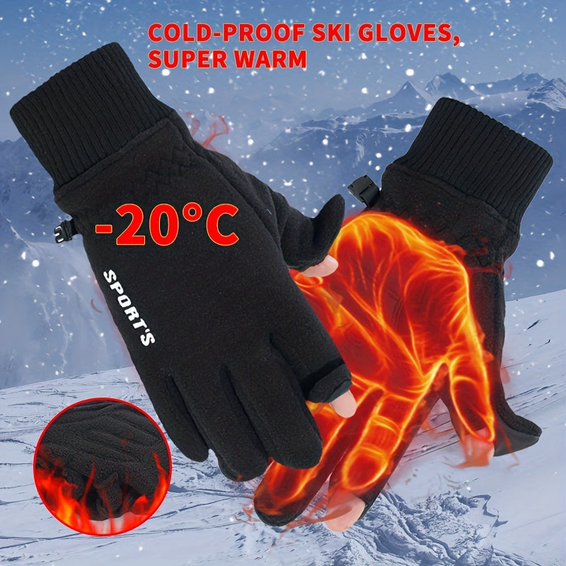 Winter Warm Gloves Flip Touch Screen Non-slip Stretch Gloves Outdoor Sports Cycling Skiing Gloves