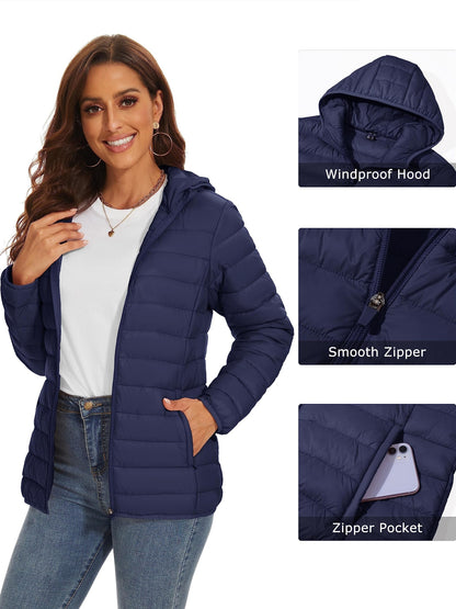 WarmthPlus Plus Size Down Jacket - Lightweight, Hooded, Waterproof, Windproof, and Padded for Winter Outdoor Activities - Comfortable and Fashionable Coat for Hiking, Camping, and Mountaineering