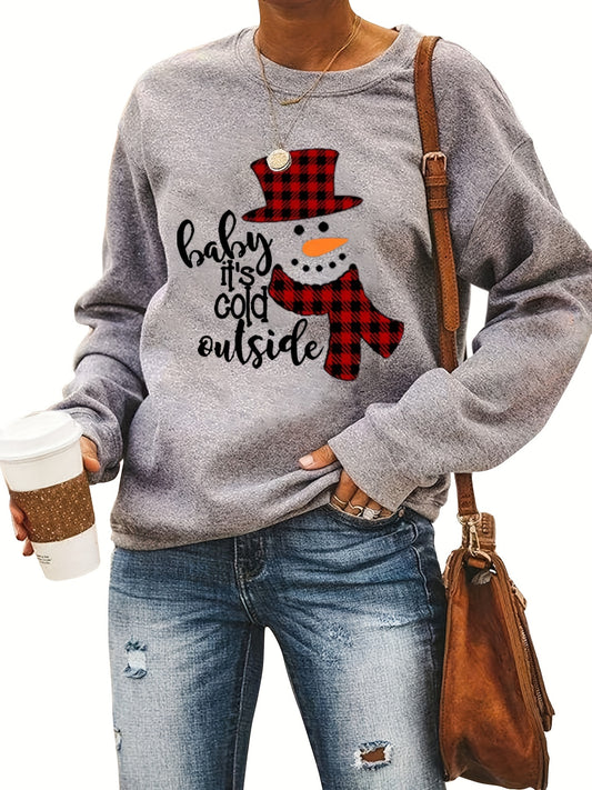 Cozy Women's Merry Christmas Print Sweatshirt - Soft Long Sleeve Pullover with Casual Style, Festive Holiday Design, and Relaxed Fit for Ultimate Comfort