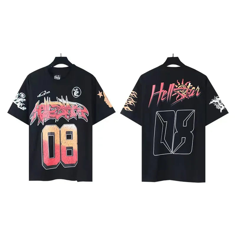 Hellstart Designer T Shirt Casual Hell Starr Cotton T-Shirt With Monogrammed Print Short Sleeve Top Hellstart Shirt Luxury Mens Hip Hop Clothing