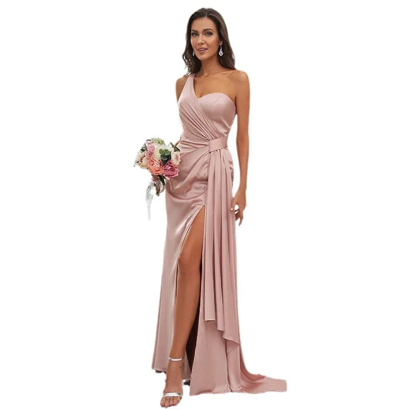 Bridesmaid Dresses Bridemaid Dress Split Side Wedding Party Dress Sexy Mermaid Bridemaid Even Dresses Sweep Train One Shoulder Women Long Prom Dress vestidos