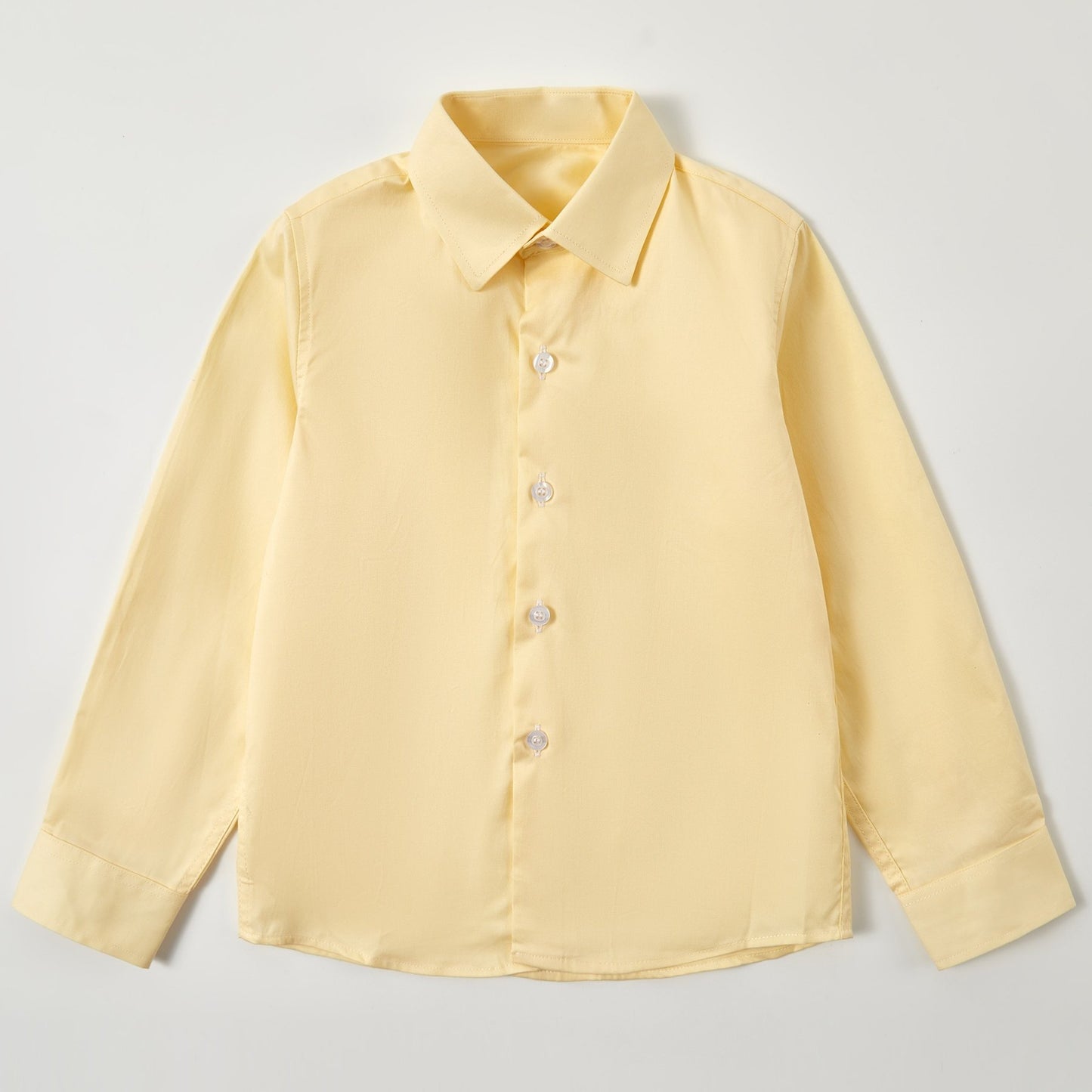 Girls Classic Lapel Shirt - Timeless Solid Button Front Design, Elegant Style - Perfect for School Uniform, Versatile for Spring and Fall Seasons