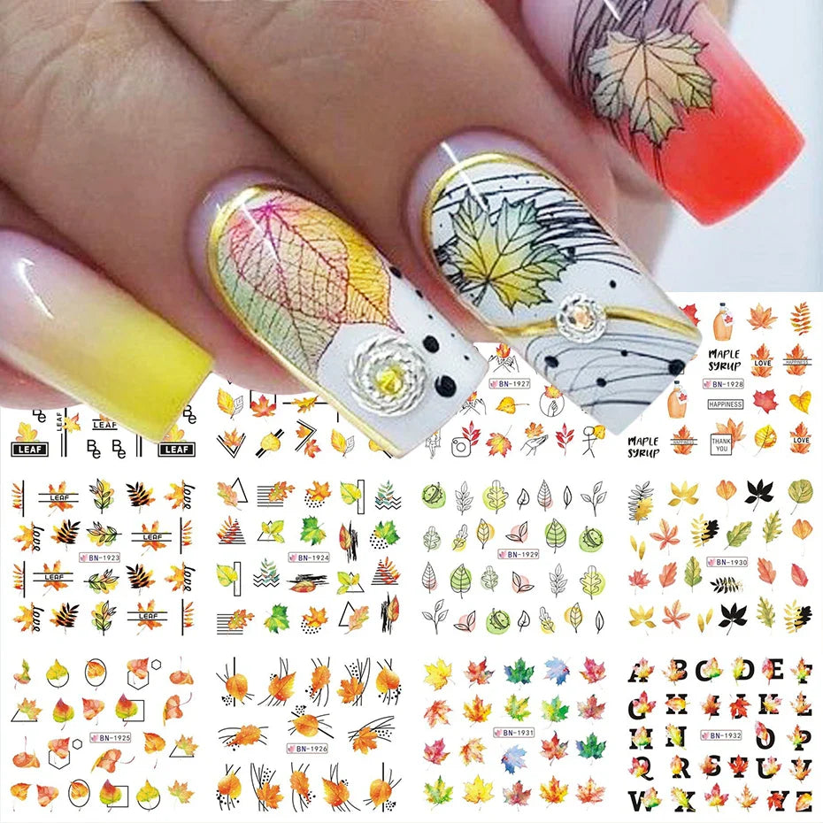 sengpan 12pcs Neon Graffiti Rainbow Design Stickers For Nails Halloween Skeleton Bleeding Ghost Vessel Sliders Decor Accessory LEJF37-48