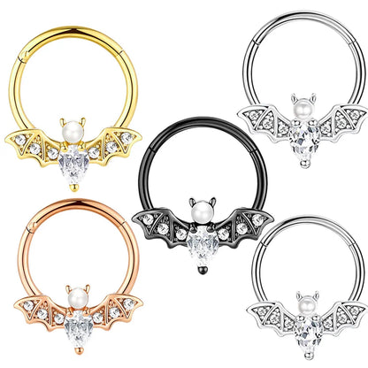 sengpan 16G Stainless Steel Septum Ring Nose Hoop Ring Bee Bat Septum Piercing  Cartilage Hoop Helix Tragus Daith Small Earrings