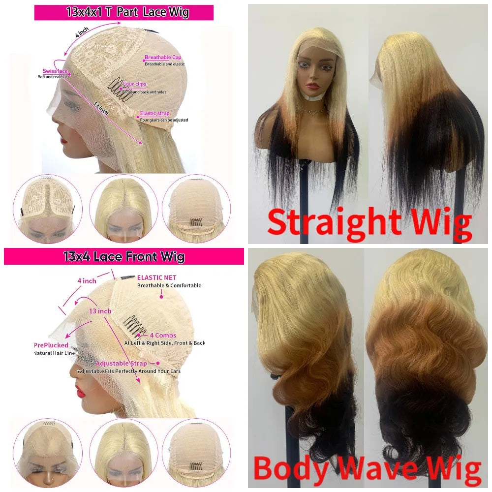 sengpan 613 Lace Front Human Hair Wigs Pre Plucked 13x4 HD Lace Front Wig Reverse Ombre Hair On Blonde 3 Tone Ombre Wigs On Sale