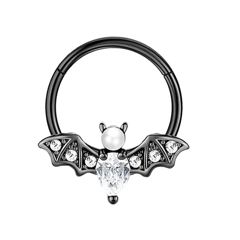 sengpan 16G Stainless Steel Septum Ring Nose Hoop Ring Bee Bat Septum Piercing  Cartilage Hoop Helix Tragus Daith Small Earrings