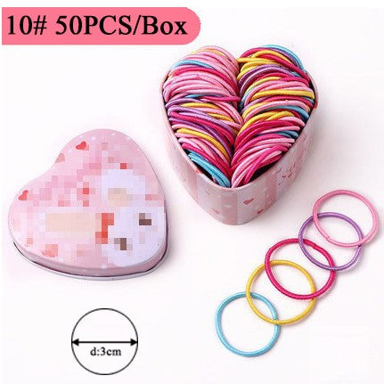 sengpan gifts for girls 50PCS/Box Mix 3CM Children's rubber band does not hurt hair girl hair ring female black baby Hairbead Hair tie girl  Korean cute