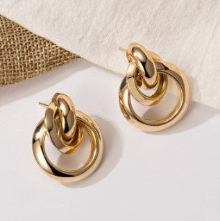 sengpan New Bohemian Gold Color Earrings Fashion Gold Big Hoop Twisted Earrings For Women Punk Hoop Earrings Jewelry Trend