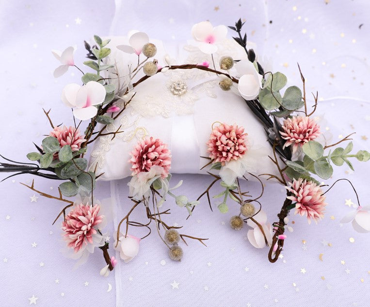 sengpan Imitation flower hoop fairy garland Earrings Set beach party women headwear Bride