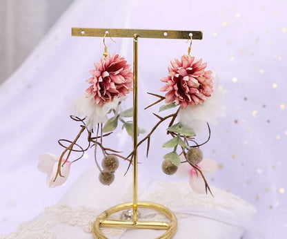 sengpan Imitation flower hoop fairy garland Earrings Set beach party women headwear Bride