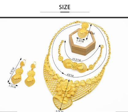 sengpan bridal jewelry set for wedding  African Gold Jewelry Set Flower Necklace Sets For Women Bride Earrings Rings Indian Nigerian Wedding Jewelery Set Gift