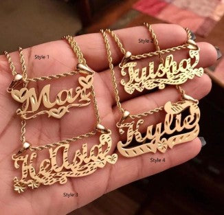 sengpan Spices Jewlry Trendy 3D Customized Name Necklace Rope Chain Personalized Necklaces for Women/Men Nameplate Copper Your Name