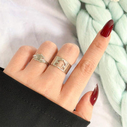 sengpan christmas wishlist valentines day gifts for her Silver Color Planet Spaceship Rings For Women Men Lover Couple Rings Set Friendship Engagement Wedding Open Rings Jewelry