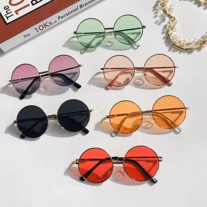 Lianfudai 14mm Child Retro Round Frame Sunglasses Black Red Pink Lens Fashion Boys Girls UV400 Protection Eyewear Summer Sun Glasses NEW