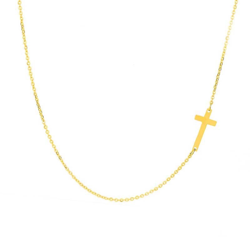 sengpan  gifts for women New Fashion Faith Cross Pendant Necklace for Women Stainless Steel Religious Jewelry Gift Gold Color Clavicle Choker Necklace