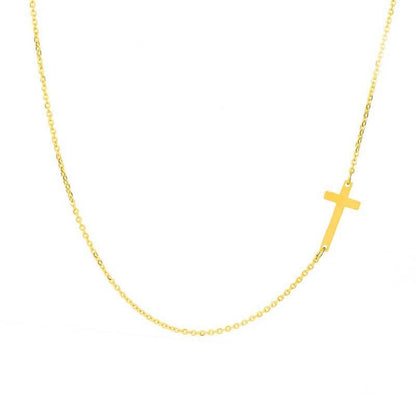 sengpan  gifts for women New Fashion Faith Cross Pendant Necklace for Women Stainless Steel Religious Jewelry Gift Gold Color Clavicle Choker Necklace