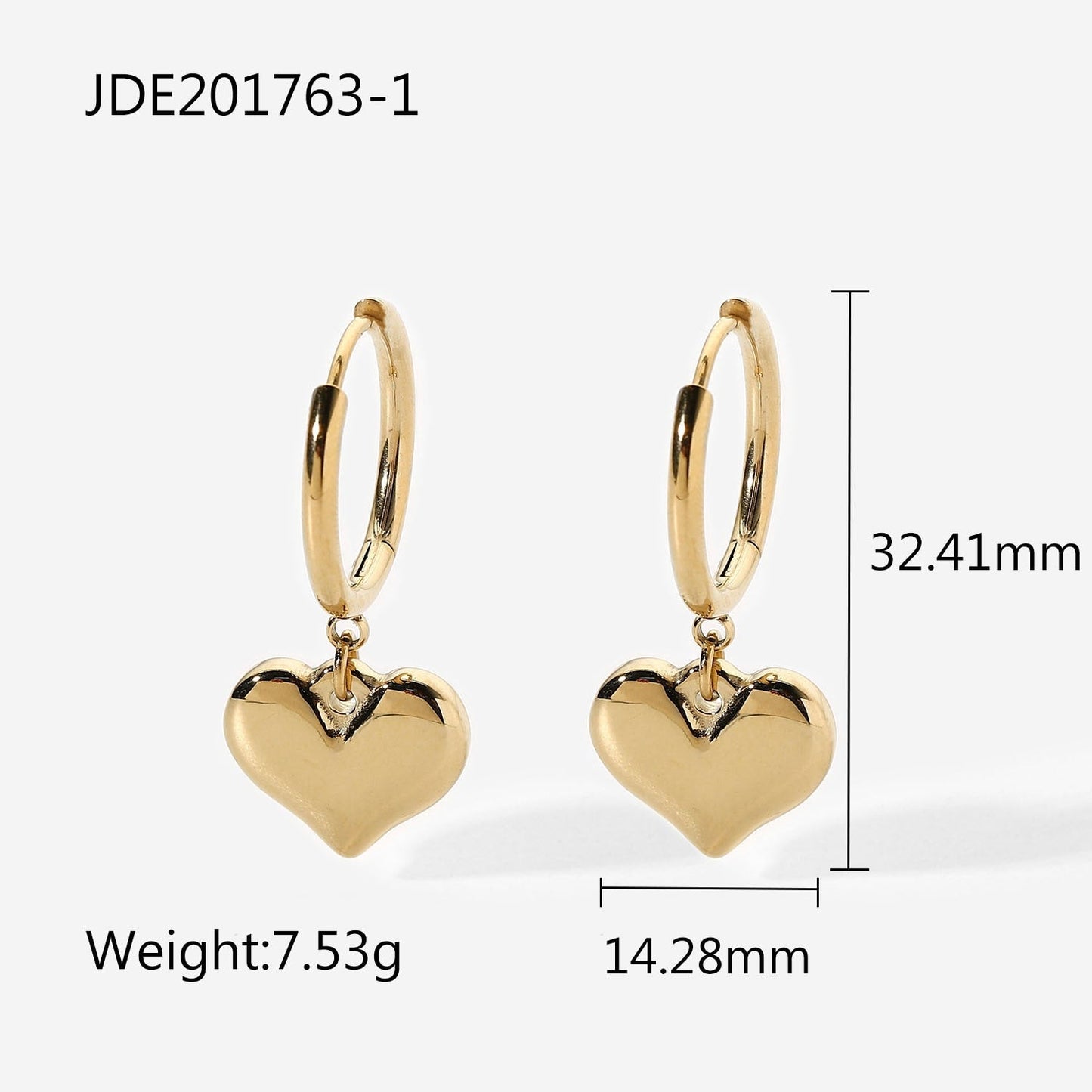 sengpan Waterproof Jewelry 14k Gold Plated Huggie Hoop Earrings Silver Stainless Steel Heart Earrings For Women Gift Bijoux Femme