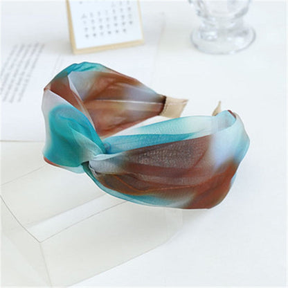 sengpan Girl Organza Wide Headbands For Women Cross Hair Bands Bows Accessories Korean Summer New Tie Dye Ethnic Wholesale