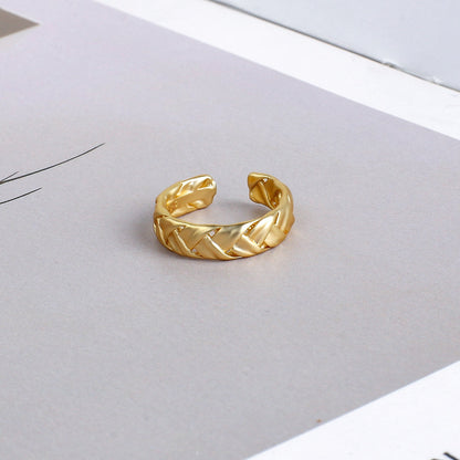 sengpan New Korean Geometric Simple Adjustment Gold Color Shining Opening Metal Minimalist Chunky Rings Women Gifts