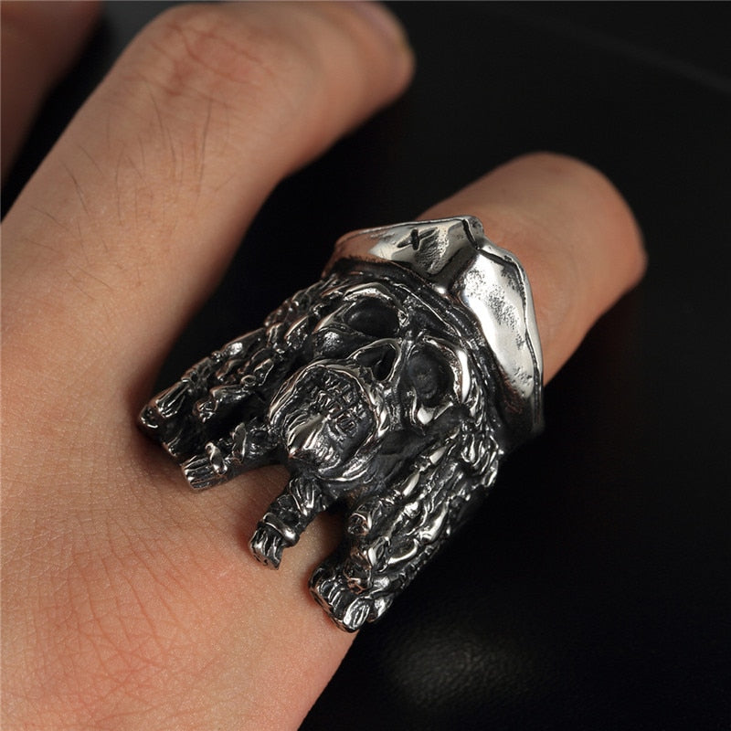 sengpan for men Vintage Punk Gothic Men's Premium Carbide Captain Skull Ring Biker Jewelry for Male Fashion Jewelry Wholesale