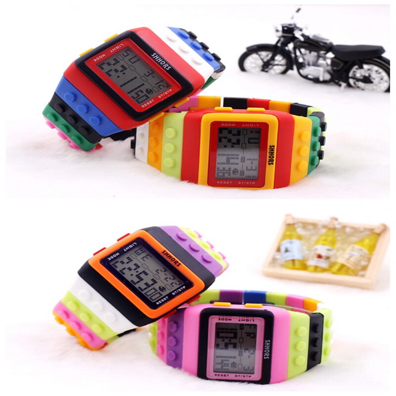 sengpan Christmas wishlist Hot Children's Watches Digital LED Chic Unisex Colorful Constructor Blocks Sports relogio masculino Wrist Women Watch Kids Gifts