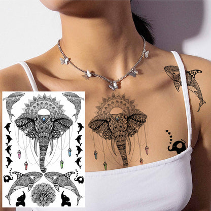 sengpan western jewelry for women Black Henna Lace Temporary Tattoos Sticker For WOmen Butterfly Moth Mehndi Flower Fake Tatoo Sticker Feather Flora Tatoo