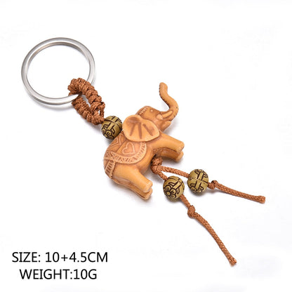 sengpan jewelry gifts for women hot sale Women Men Lucky Wooden Elephant Carving Pendant Keychain Religion Chain Key Ring Keyring Jewelry Wholesale cute keychain