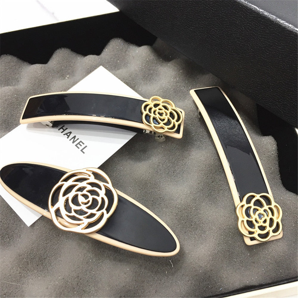 sengpan Barrette For Women Girl Camellia Rhinestone Aetate Hair Clip Hairpin Bow Knot Geometric Flower Head Accessories Wholesale