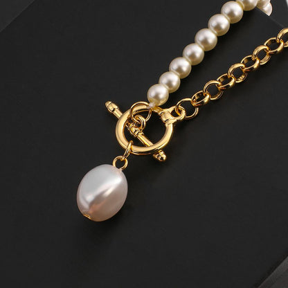 sengpan New Imitation Pearls Gold Color Metal Link Chain Bracelets for Women Fashion Charms Bracelet Summer Party Jewelry