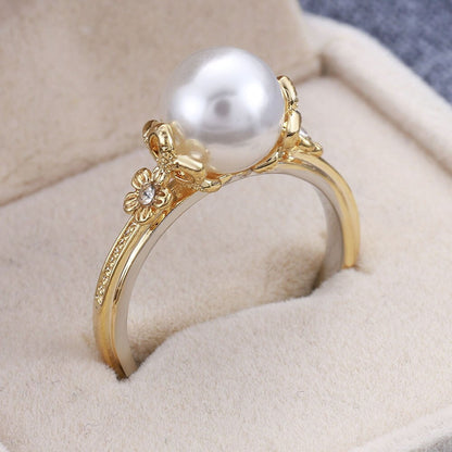 sengpan jewelry gifts for women hot sale New Big Imitation Pearl Ring Costume Jewelry for Women Statement Jewelry Elegant Anniversary Wedding Ring Bijoux Femme Anillos