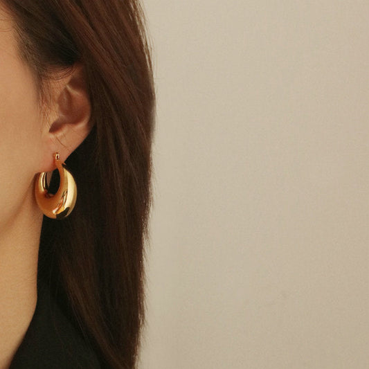 sengpan Trendy Statement Hoop Earrings Women High Polish Copper Plating Round Circle Earrings girls Ear Piercing Jewelry