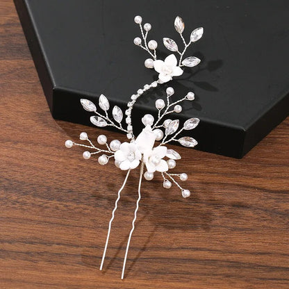 sengpan - Hair Pins Hair Accessories For Women Wedding Accessories Hair Clips Jewelry Pearl Rhinestone Flower Hair Clip Pins Headpiece