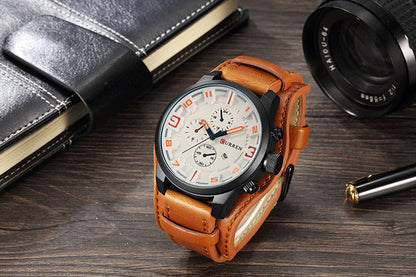 sengpan  gifts for men Top Brand Luxury Mens Watches Male Clocks Date Sport Military Clock Leather Strap Quartz Business Men Watch Gift