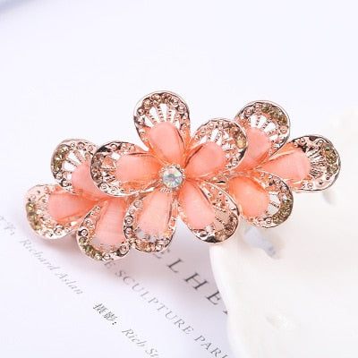 sengpan Barrette For Women Girl Rhinestone Crystal Big Hair Clip Hairpin Rose Peacock Flower Floral Head Accessories Wholesale