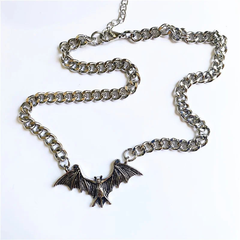 sengpan Fashion Vintage Punk Gothic Bat Chain Necklace For Women Animals Choker Halloween Collar Hip Hop Girls Jewelry Gift