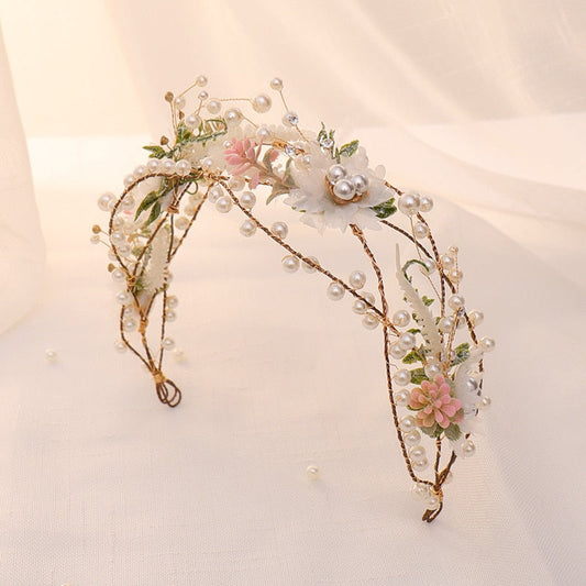 sengpan bridal jewelry for wedding Summer Wedding Fairy Hair Jewelry Simulated Pearls Crystal Beads Flower Leaf Headbands Hairpins Clips Headpieces