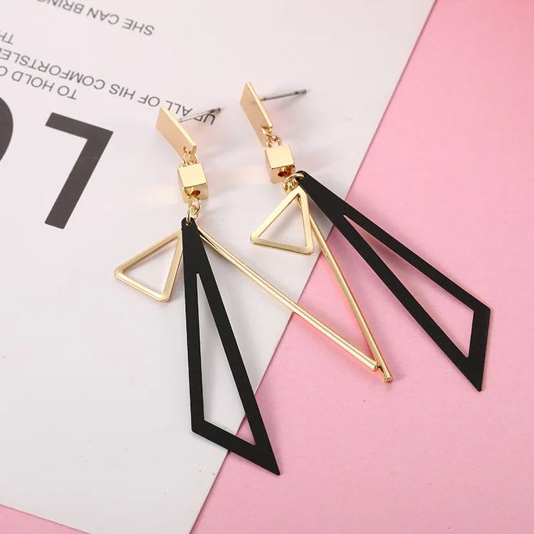 sengpan 2024 Korean Long Statement Geometric Triangle Tassel Dangle Drop Earrings For Women Earrings Fashion Jewelry Oorbellen Brincos