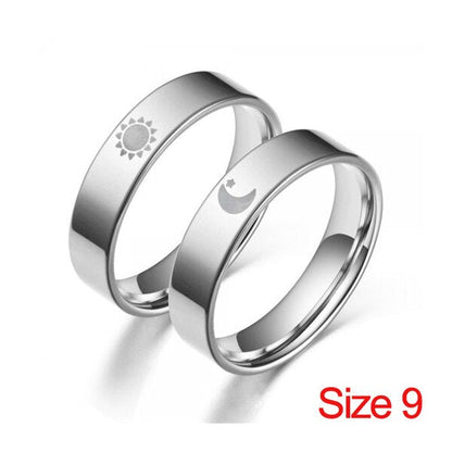 sengpan CHEISTMAS gifts for her 2 Pcs Sun Moon Lover Couple Rings Simple Opening Ring For Couple Men Women Wedding Engagement Promise Valentine's Day Jewelry