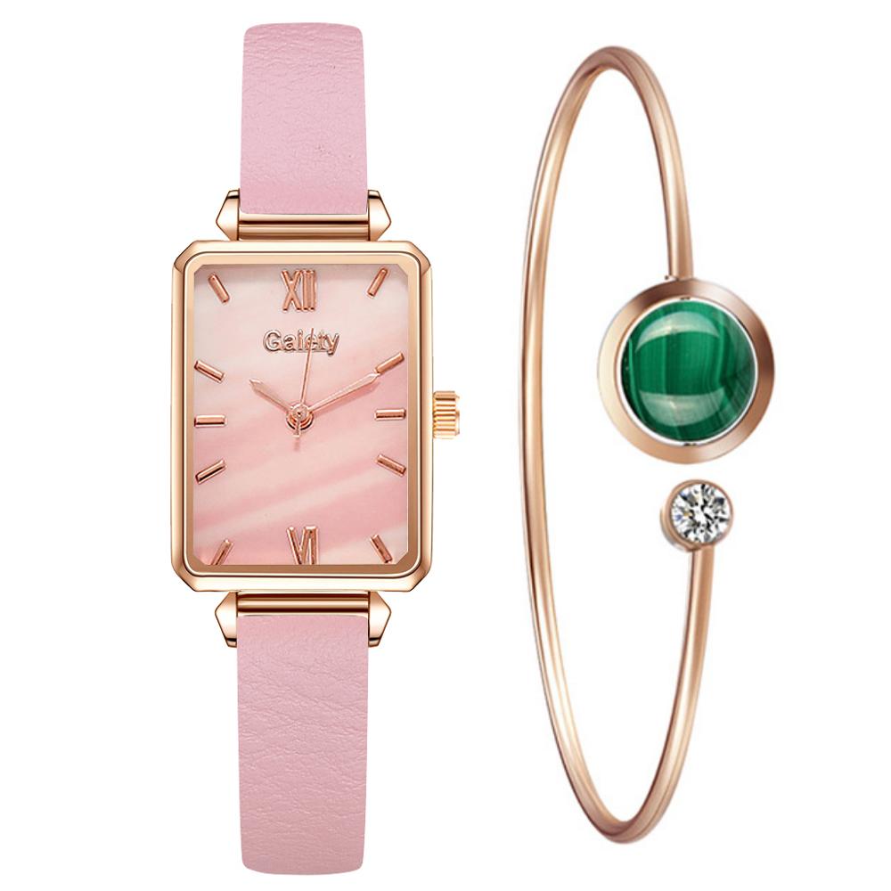 sengpan Christmas wishlist  Gaiety Brand Women Watches Fashion Square Ladies Quartz Watch Bracelet Set Green Dial Simple Rose Gold Mesh Luxury Women Watches