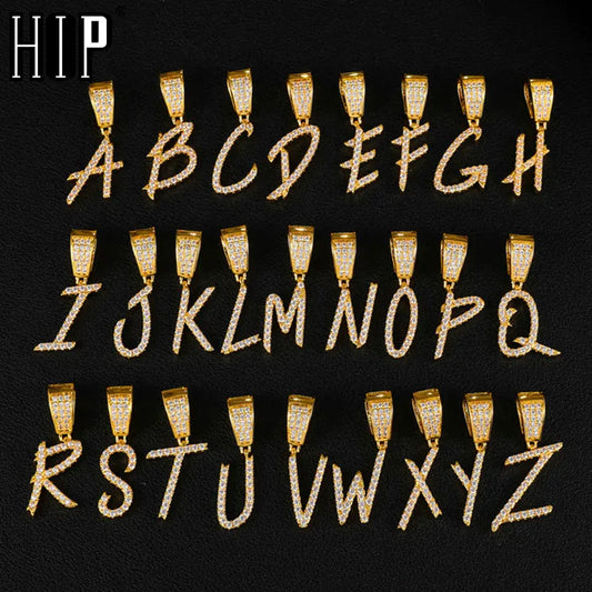 sengpan Hip Hop Full Iced Out Name Necklaces Brush Font Letters Necklaces & Pendant Cubic Zirconia For Men Jewelry With Rope Chain