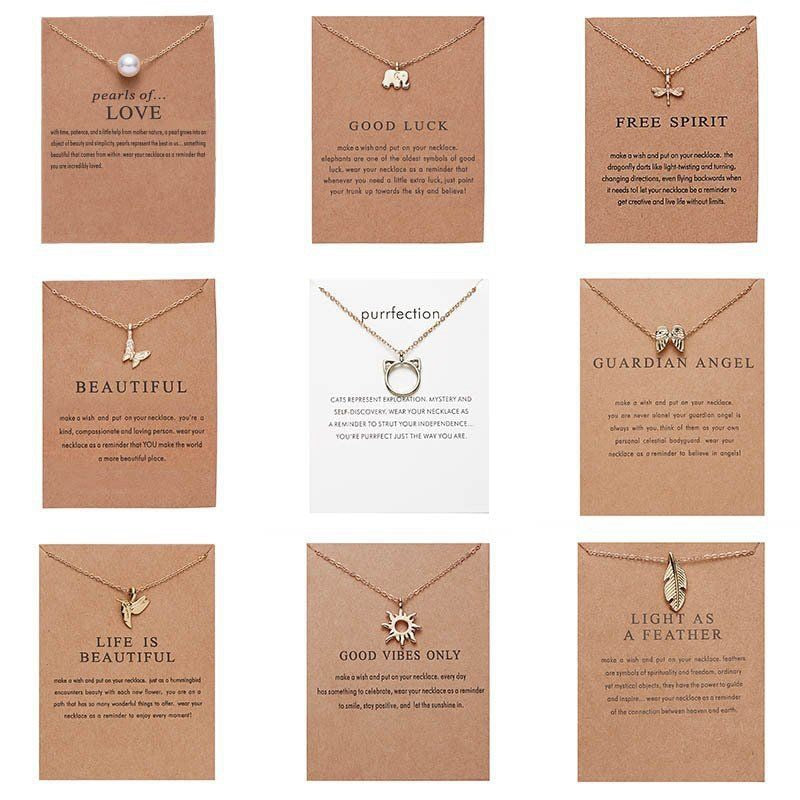 sengpan Christmas gifts ideas Gold Color Clavicle Chain Pendant Necklace for Women Hummingbird Heart Flower Animal Pearl Choker Party Girls Jewelry Gifts New