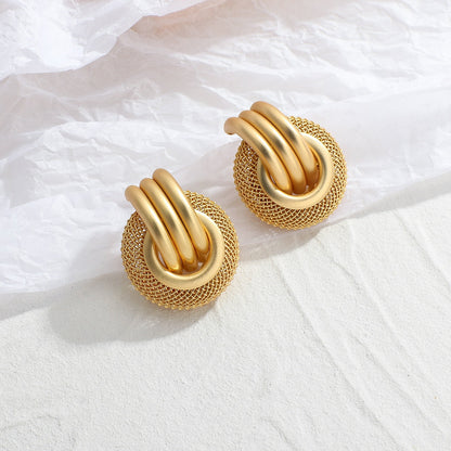 sengpan New Matte Gold Color Earrings for Women Multiple Trendy Round Geometric Twist Drop Earring Fashion Statement Jewelry