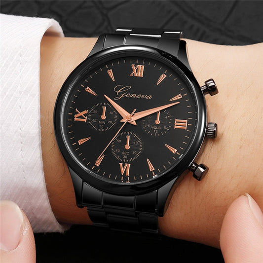 sengpan gifts for men  Geneva Watch Men Luxury In Quartz Watches Men Watches Top Brand Automatic Waterproof Black Clock Relogio Masculino Prova Dagua