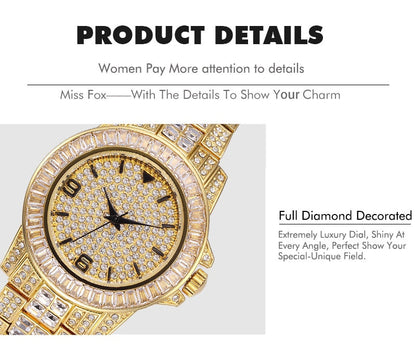 sengpan easter gifts for women  CZ Bling Diamond Men's Watch Role 18k Gold Plated Ice out Quartz Iced Wrist Watches for Men Male Waterproof Wristwatch Hours